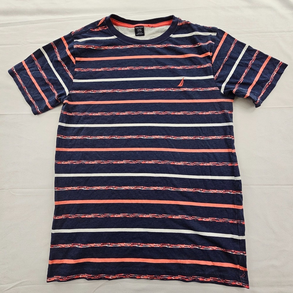 Nautica Blue Striped Short Sleeve Cotton T-Shirt‎ Boys L